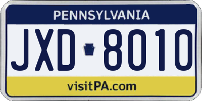 PA license plate JXD8010