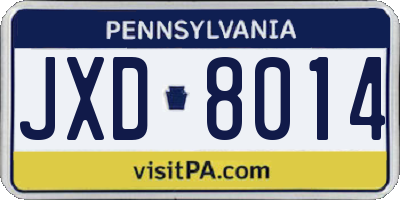 PA license plate JXD8014