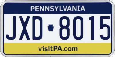 PA license plate JXD8015