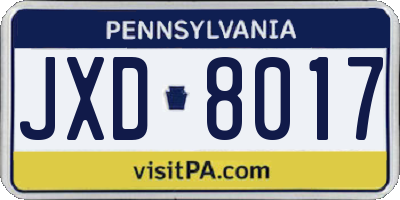 PA license plate JXD8017