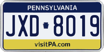 PA license plate JXD8019