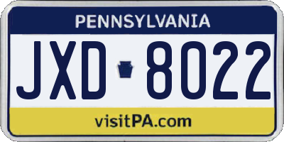 PA license plate JXD8022