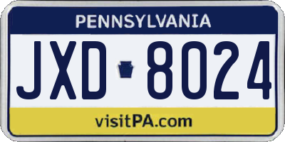 PA license plate JXD8024
