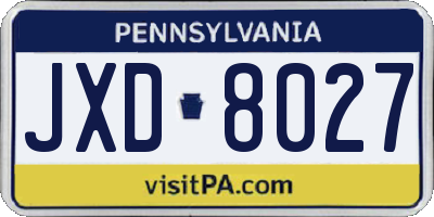 PA license plate JXD8027
