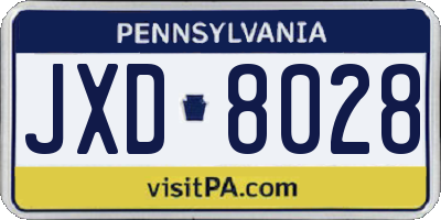 PA license plate JXD8028