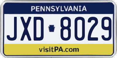 PA license plate JXD8029