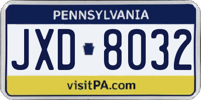 PA license plate JXD8032