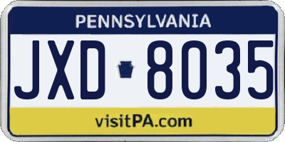 PA license plate JXD8035