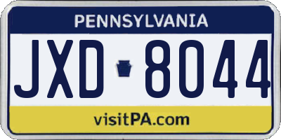 PA license plate JXD8044