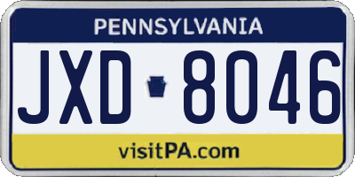 PA license plate JXD8046