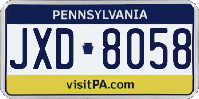 PA license plate JXD8058