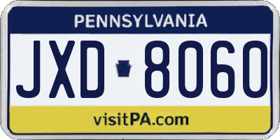 PA license plate JXD8060