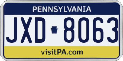 PA license plate JXD8063
