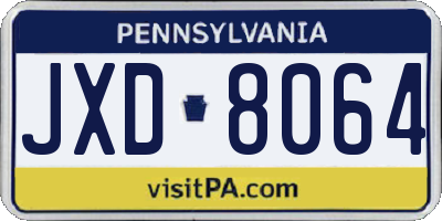PA license plate JXD8064