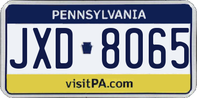 PA license plate JXD8065