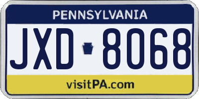 PA license plate JXD8068