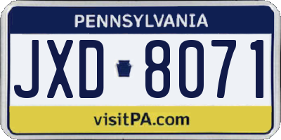 PA license plate JXD8071