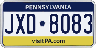 PA license plate JXD8083
