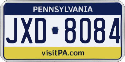 PA license plate JXD8084