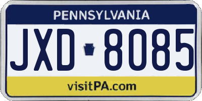PA license plate JXD8085