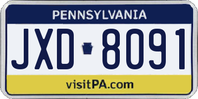 PA license plate JXD8091
