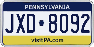 PA license plate JXD8092