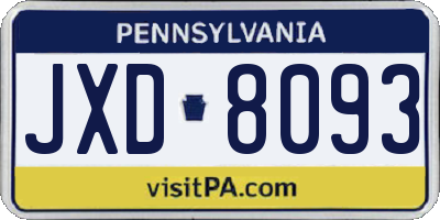 PA license plate JXD8093