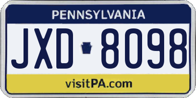 PA license plate JXD8098