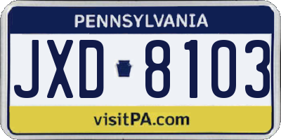 PA license plate JXD8103