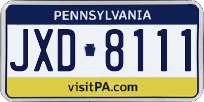 PA license plate JXD8111