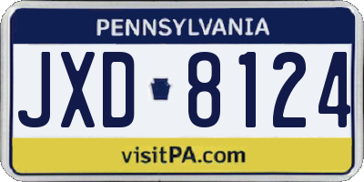 PA license plate JXD8124