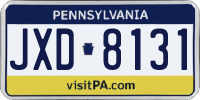 PA license plate JXD8131