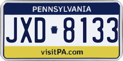 PA license plate JXD8133