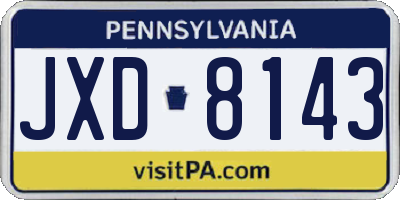 PA license plate JXD8143