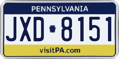 PA license plate JXD8151