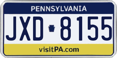 PA license plate JXD8155
