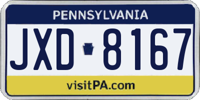 PA license plate JXD8167