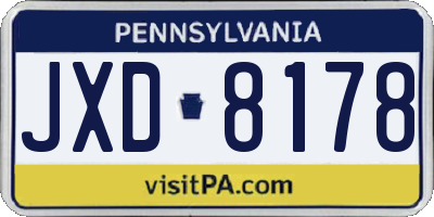 PA license plate JXD8178
