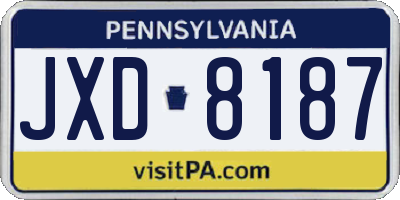PA license plate JXD8187