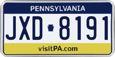 PA license plate JXD8191