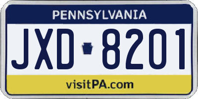 PA license plate JXD8201