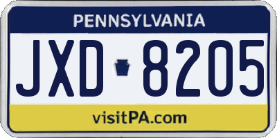 PA license plate JXD8205