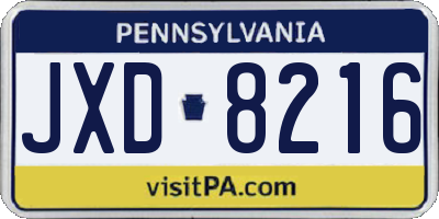PA license plate JXD8216