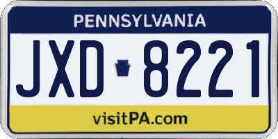 PA license plate JXD8221