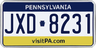 PA license plate JXD8231