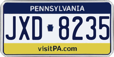 PA license plate JXD8235