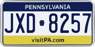 PA license plate JXD8257