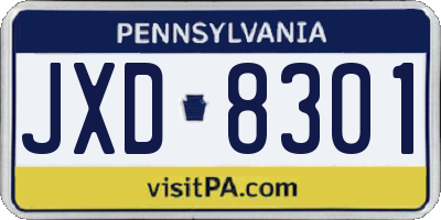 PA license plate JXD8301