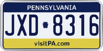 PA license plate JXD8316