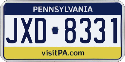 PA license plate JXD8331